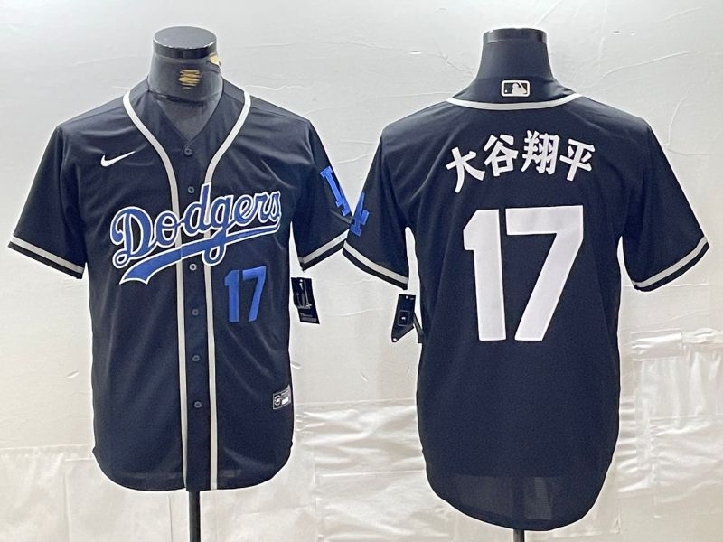 Men Los Angeles Dodgers #17 Ohtani Black Fashion Nike Game MLB Jersey style 41